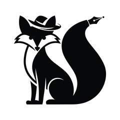 Stylish Fox with a Pen Creative Animal Logo Design, Fox Writer Logo for Content Creators