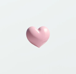Pink heart on white background