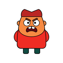 angry cartoon icon red cheeks vector art illustration