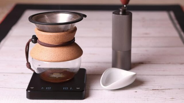 Filtered preparation of specialty coffee infusion footage