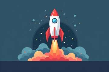Bold Abstract Rocket Design with a Powerful Visual Metaphor for Success