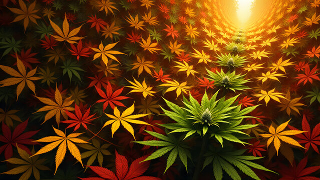 Time-bending autumn leaves. Multiple temporal states in one fractal design for consciousness explorers.