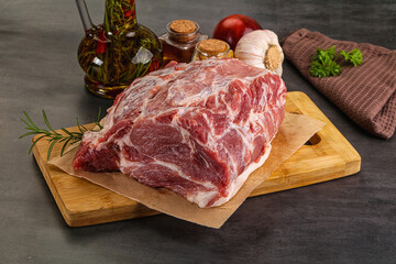 Raw pork neck meat for cooking
