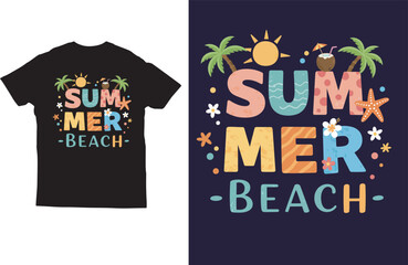 Summer beach t shirt design vector