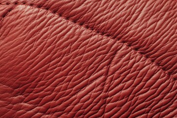 Fototapeta premium Close-up view of a textured, crimson leather surface.