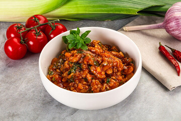 Chili con carne with beef and beans