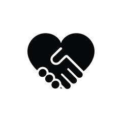 Abstract set with red and black handshakes heart vector icons