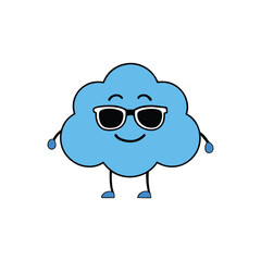 cartoon cloud sunglasses vector art illustration