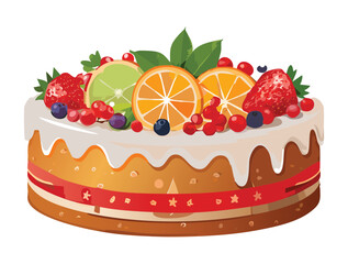 Fruit Cake Celebration - Vector Illustration