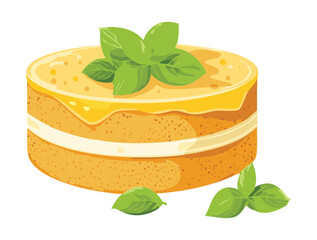 Sponge Layer Cheese Cake - Vector Illustration