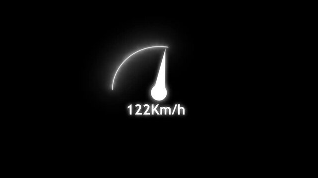 neon line Digital speed meter animation, Speedometer Display on Black Background, speedometer HUD UI element animation precise design perfect for automotive projects and high-speed video editing