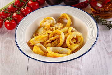 Roasted squid rings snack appetizer