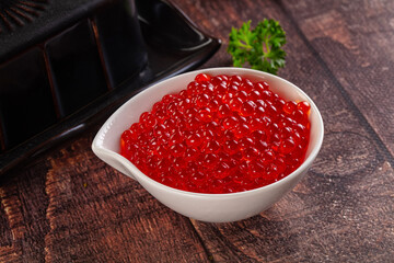 Salmon red caviar in the bowl