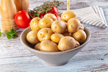 Uncooked raw yellow baby potato
