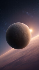 Obraz premium Planet in Space with Sunlight Background 