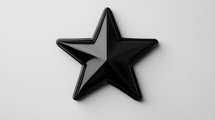 Fototapeta premium Black Star Emblem: A sleek, glossy black star emblem, positioned centrally against a plain backdrop, evoking a sense of sophistication and minimalist aesthetic.