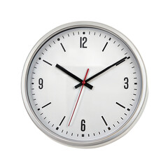 White wall clock isolated on transparent background. Png