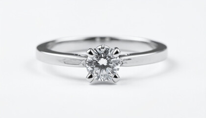 Minimalist white gold ring isolated on white background, elegant and refined jewelry design.