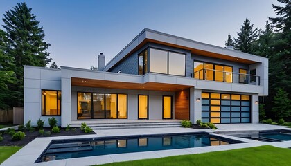Fototapeta premium Stunning Close-Up of Modern Residential Architecture Exterior