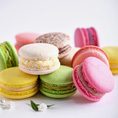 A Beautiful Display of Colorful Macarons Delicious Sweet Treats for