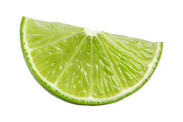 Juicy slice of lime isolated on transparent. Png