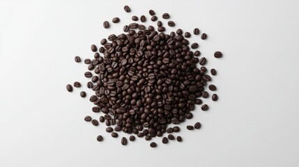 Pile of dark roasted coffee beans in center of white frame generative ai