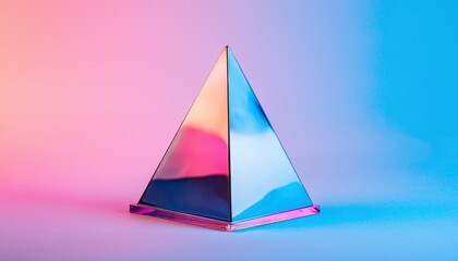 Fototapeta premium Geometric pyramid in neon gradient