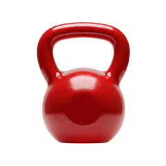 red kettlebell on a solid white background