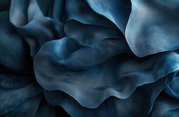Obraz premium Close-up of soft, blue fabric with flowing, wavy texture
