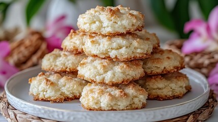 Macaroons stacked, close
