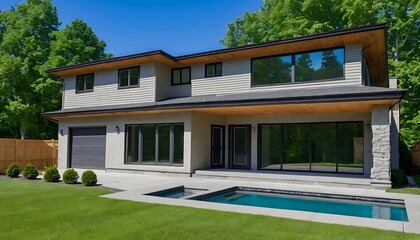 Fototapeta premium Stylish Modern Home Captured in Real Estate Close-Up