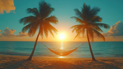 Sunset Hammock with Tropical Beach Paradise.
