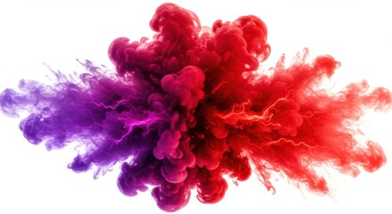 Colorful smoke explosion isolated on white background