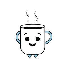 happy coffee mug steam heart vector illustration