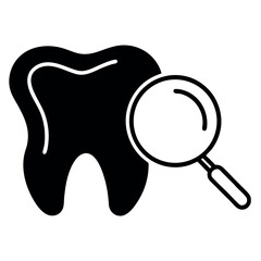 Dental check symbol in black silhouette with clean white background