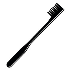 Silhouette vector of a toothbrush solid black hygiene icon on white background