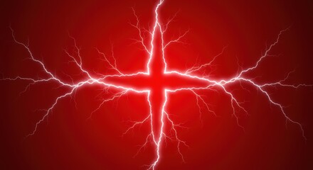 Red cross with lightning