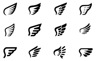 Collection of Wing Logo Designs in Black and White