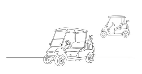 Golf cart silhouette vector illustration with simple design, outline style, copy space