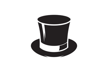 simple and unobtrusive Top hat vector silhouette illustration isolated in white background