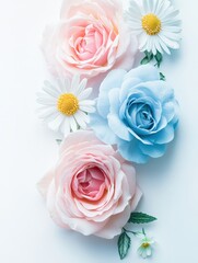 Obraz premium Pastel Roses and Daisies