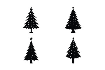 set of christmas trees silhouette vector illustration.