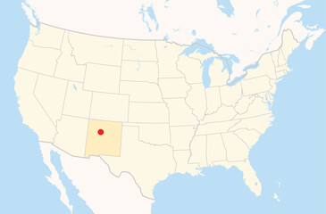 Location Map of the city Rio Rancho in New Mexico, USA. The state is marked orange and the city is highlighted with a red dot. No labels at all.