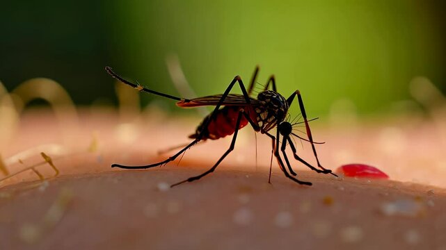 Mosquito, insect bites, disease transmission. Vector control. Skin welts from mosquito bites. Malaria spread stops with nets. Zika virus causes severe symptoms.
