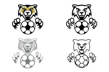 Obraz premium brown cougar intense facial expression with claws .eps