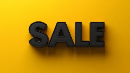 Bold black SALE text on yellow background for promotional advertisement concept.