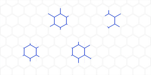 Blue Seamless Geometric Hexagonal Pattern with 3D Honeycomb Texture