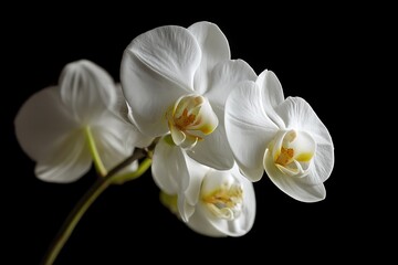 Stunning white phalaenopsis orchid close-up on black  
