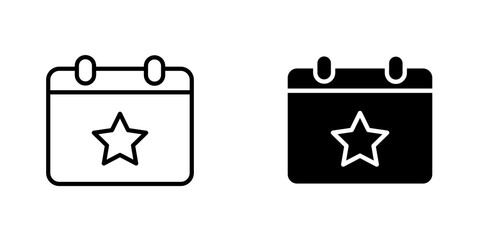 Calendar with event icon vector solid logo illustration. Flat and line style for graphic design, Website