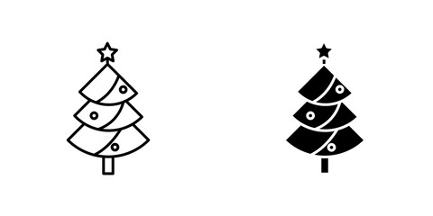 Christmas tree icon vector solid logo illustration. Flat and line style for graphic design, Website